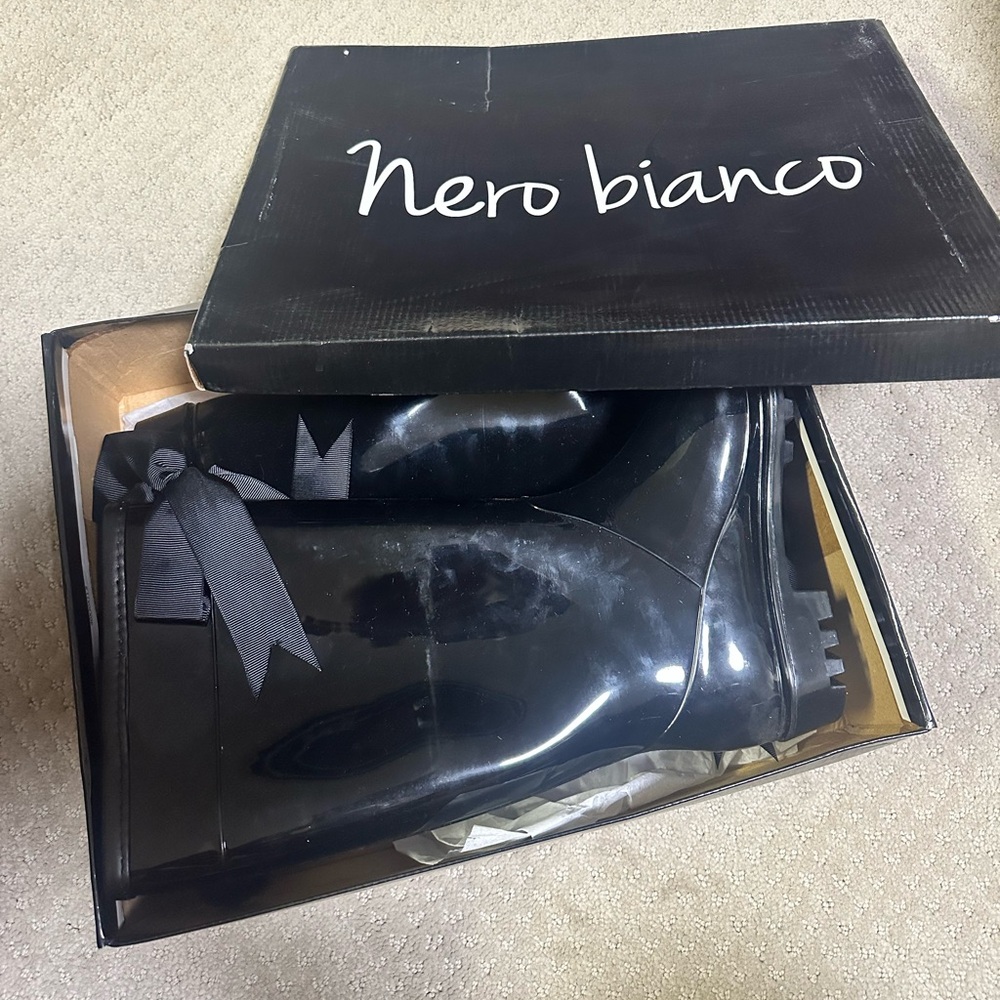 Nero Bianco Black Rain Boots